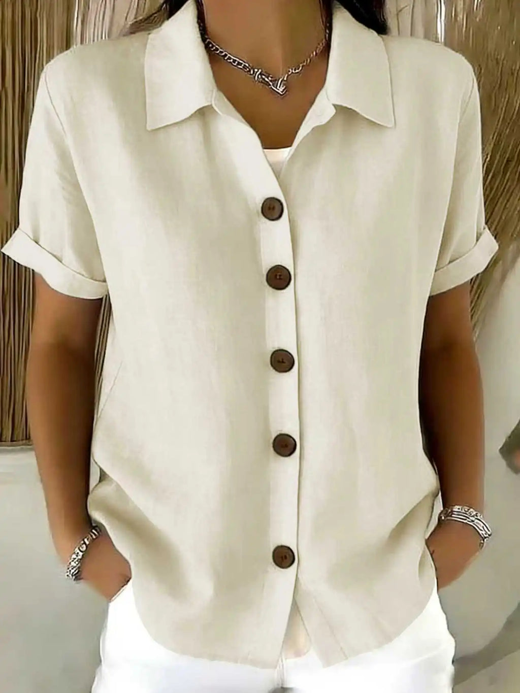 The Lena Button-Front Blouse