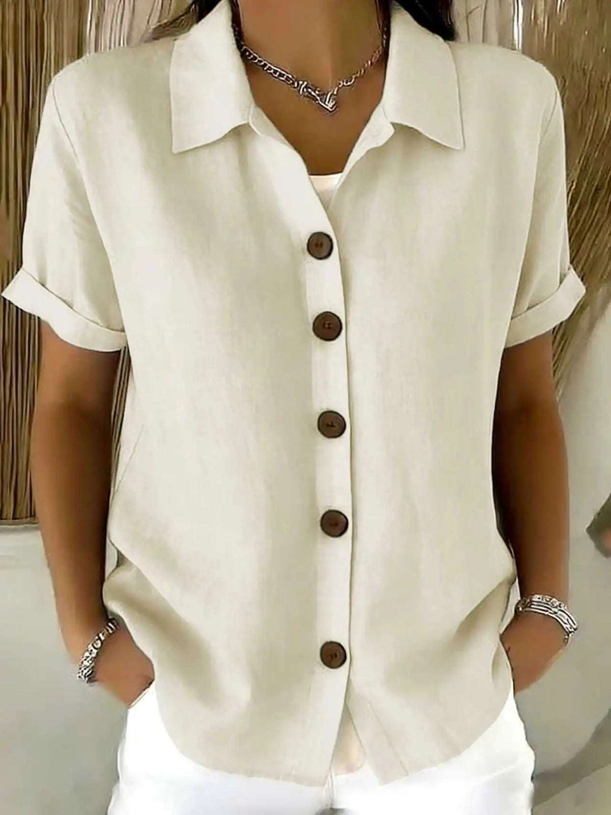 The Lena Button-Front Blouse